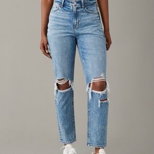 American Eagle Outfitters Light Blue Ripped High Rise Jeans